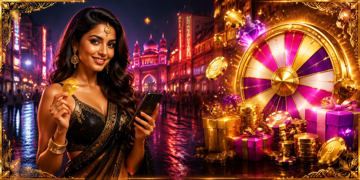 Vibrant neon-lit roulette wheel casino setting in Mumbai