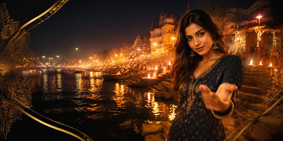 Evening entertainment and games by the river ghats in Varanasi